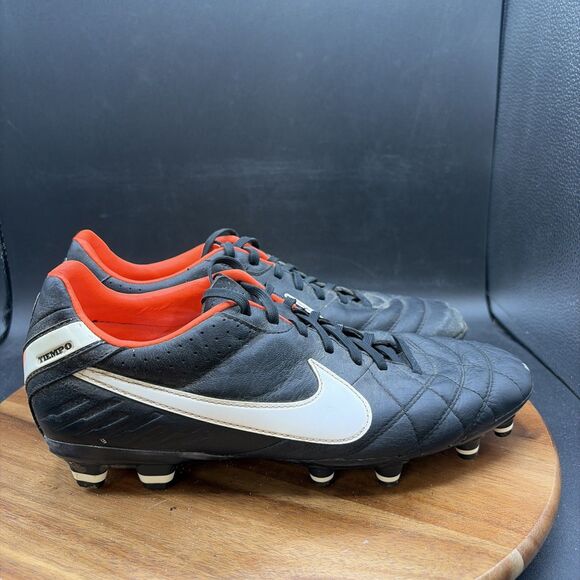 Nike Tiempo Mystic IV FG Men Size 8 Soccer Shoes Cleats Black Leather 454309-018